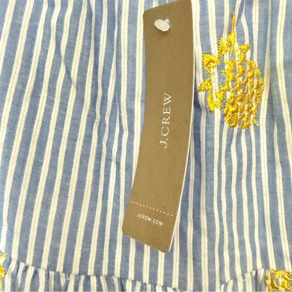 J. Crew NWT Blue White Striped Pineapple Embroidered Tiered Maxi Skirt Size M - Picture 3 of 8
